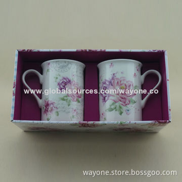 2-piece 10oz Coffee Mug Set, Vintage Design, Display Box, Ideal for Gifts, Food and Dishwasher-safe